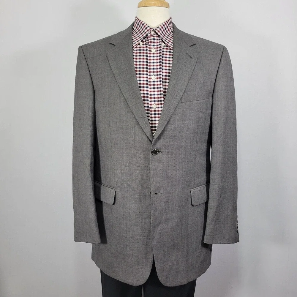 Stafford‎ Men's Sport Coat Blazer Two Button Gray Sharkskin Wool Solid Size 42L